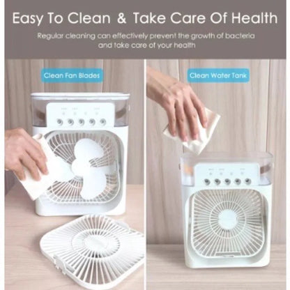 Ar Condicionado Portátil 3 em 1 - Umidificador com Luz noturna de LED - USB