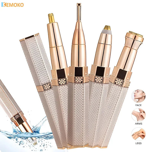 Depilador elétrico portátil 4 em 1 - Sobrancelha, nariz, perna e axila.